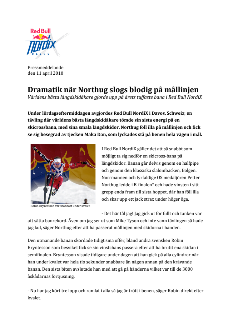 Dramatik när Northug slogs blodig på mållinjen i Red Bull NordiX