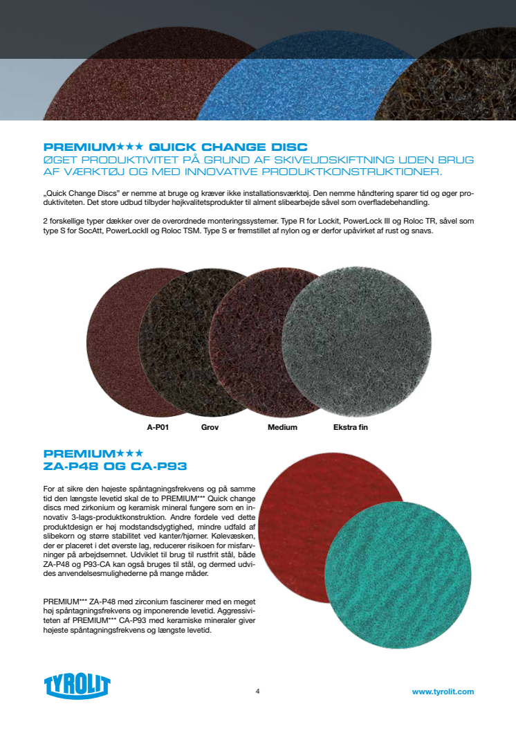 Produktinfo Tyrolit Premium Quick Change disc