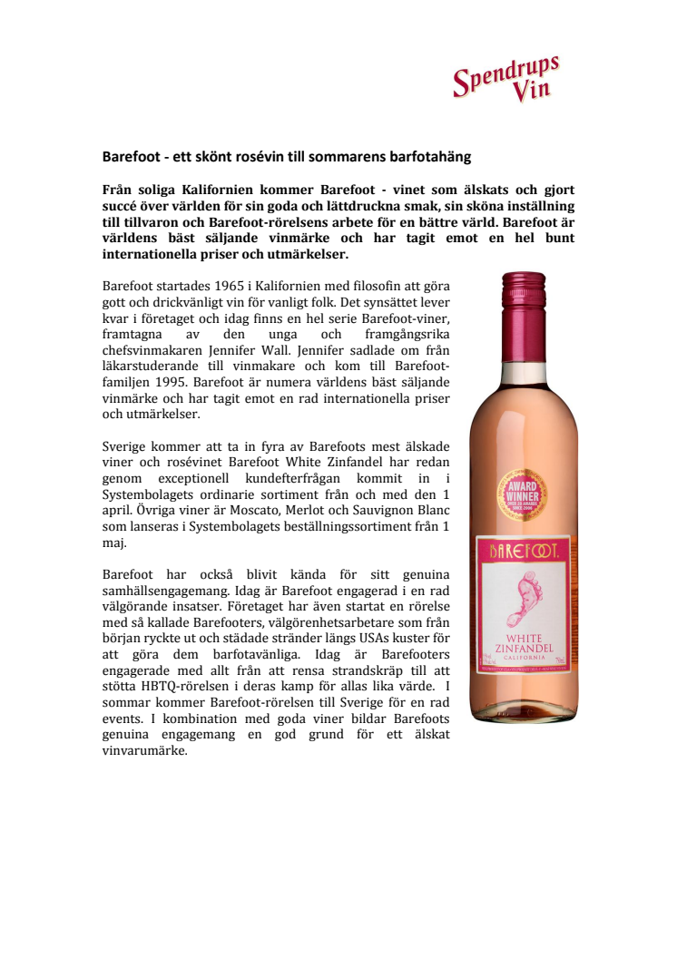 Barefoot - ett skönt rosévin till sommarens barfotahäng 