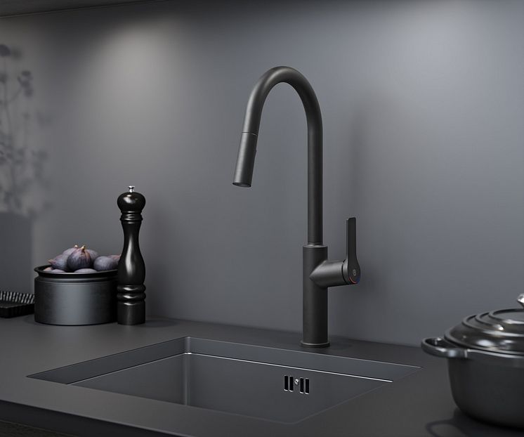 EPIC kitchen mixer_with pull out handshower_matte black