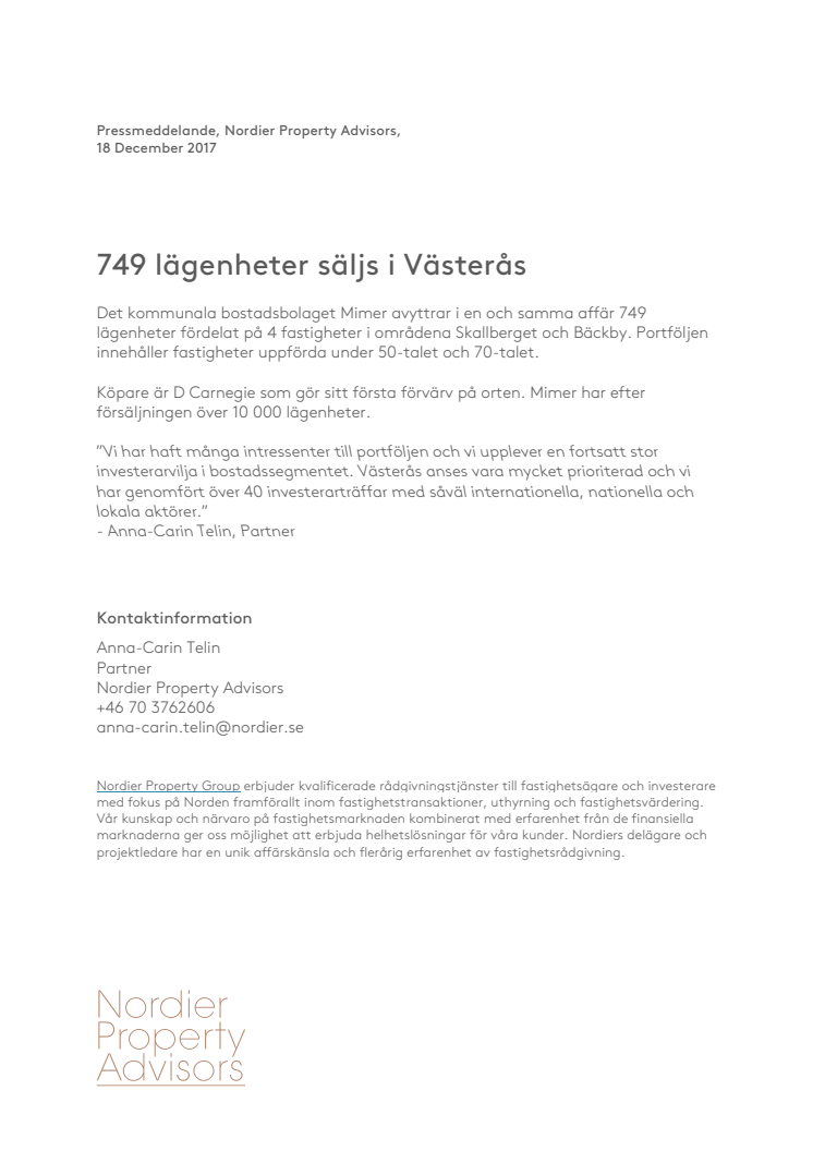 749 lägenheter säljs i Västerås