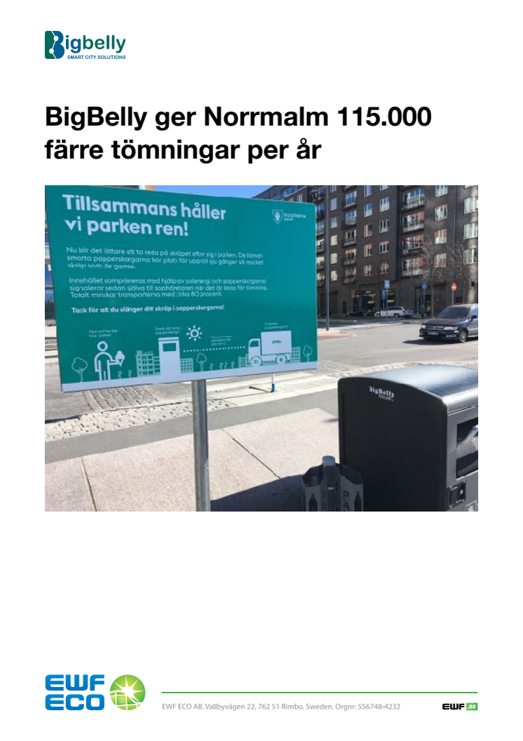 BigBelly ger Norrmalm 115.000 färre tömningar per år
