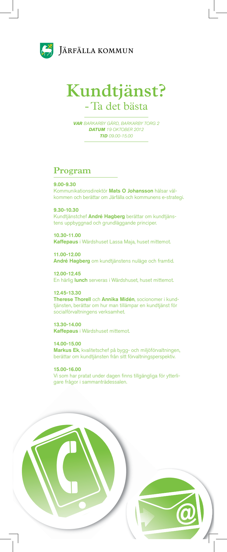 Program för kundtjänstseminarium 19 oktober