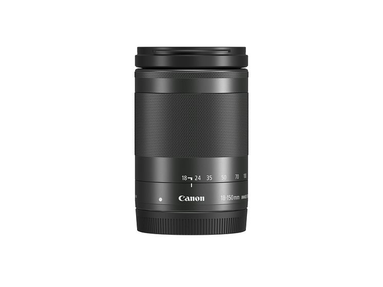 EF-M 18-150mm f3.5-6.3 IS STM BK Side with cap