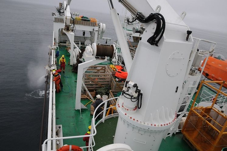 Preparation of long sediment cores retrieved from the bottom of the sea.Photo_Steffen_L_Jörgensen