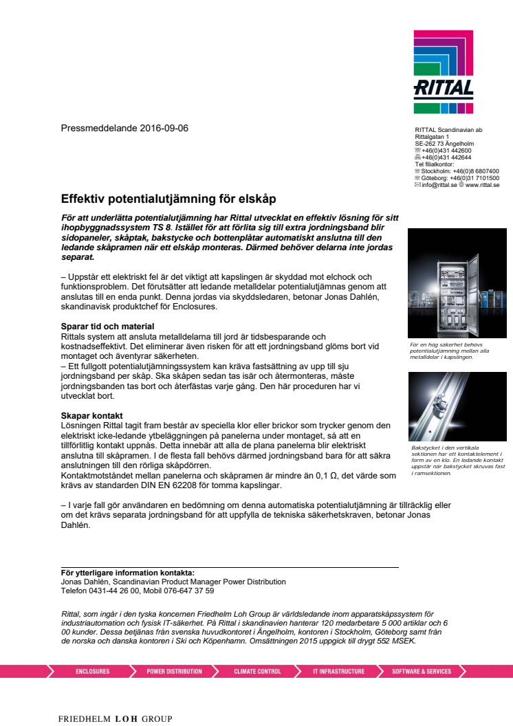 Effektiv potentialutjämning för elskåp	