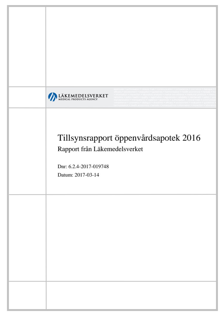 Tillsynsrapport öppenvårdsapotek 2016