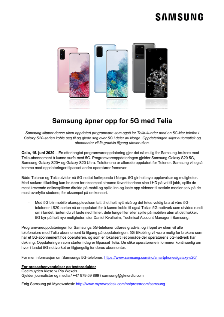 Samsung åpner opp for 5G med Telia