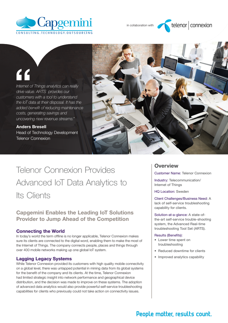 Telenor Connexion and Capgemini about ARTS IoT Data Analytics – Success Story