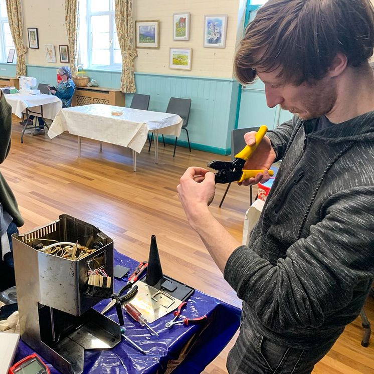 Dr Ollie Hemstock at one of the pop-up repair cafés