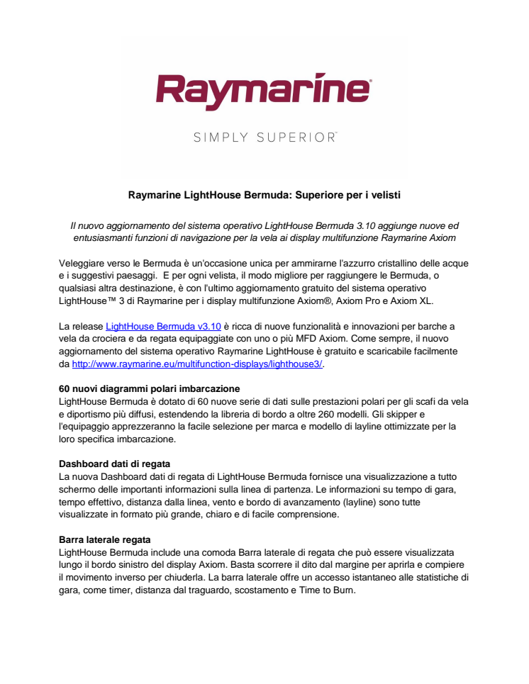 Raymarine LightHouse Bermuda: Superiore per i velisti