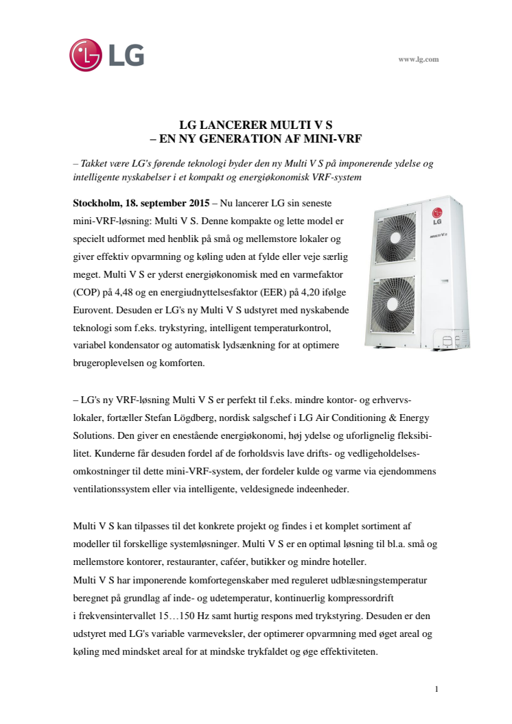 LG LANCERER MULTI V S  – EN NY GENERATION AF MINI-VRF