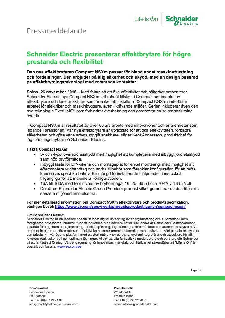 Schneider Electric presenterar effektbrytare för högre prestanda och flexibilitet