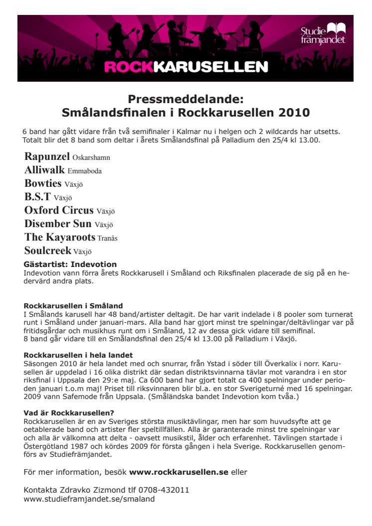 Smålandsfinalen i Rockkarusellen 25/4 