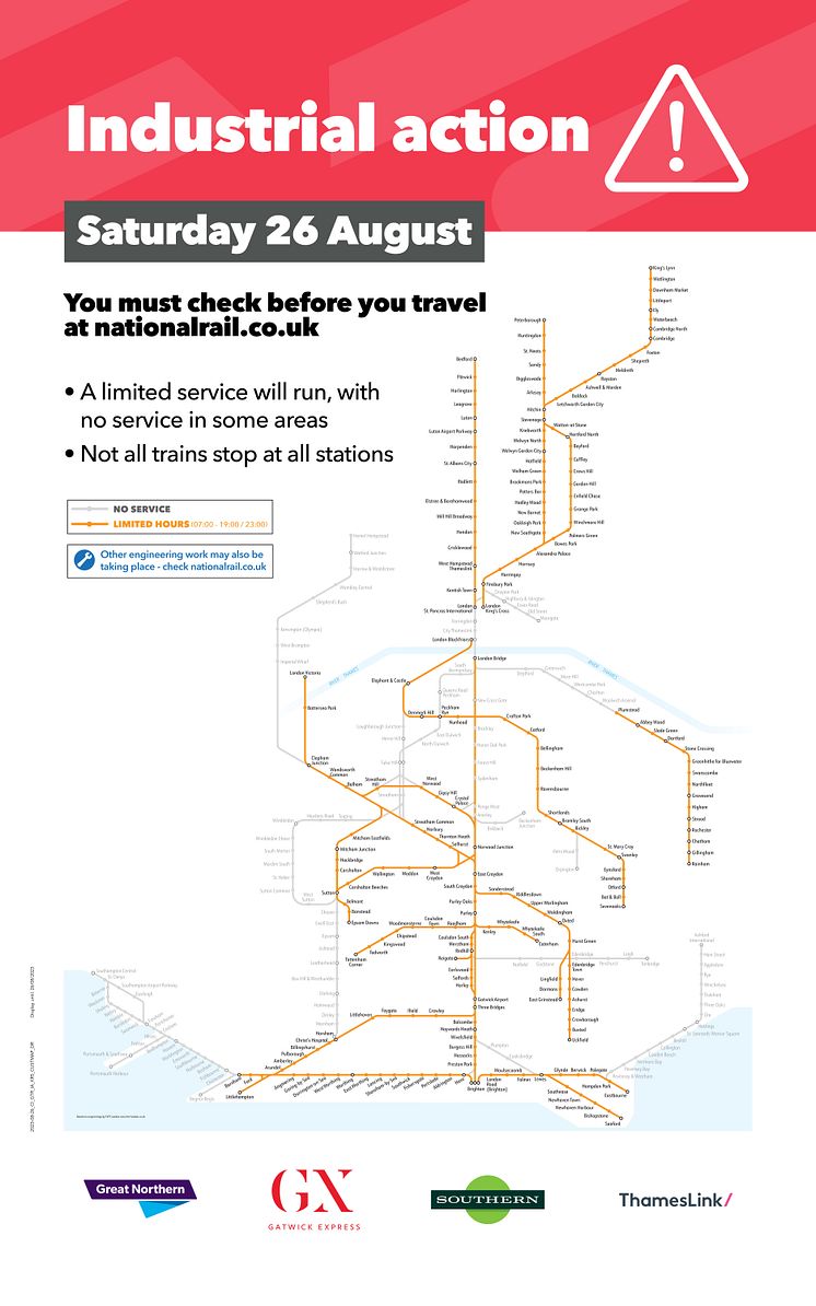 GTR service map 26 August