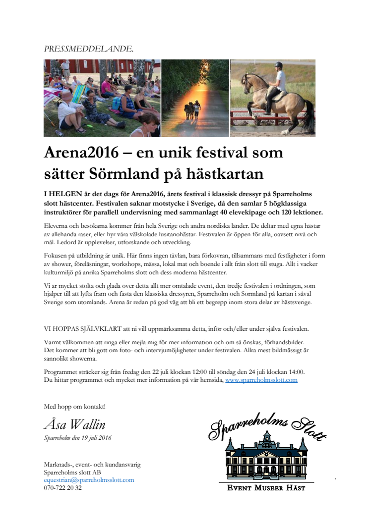 Arena2016 – en unik festival som sätter Sörmland på hästkartan