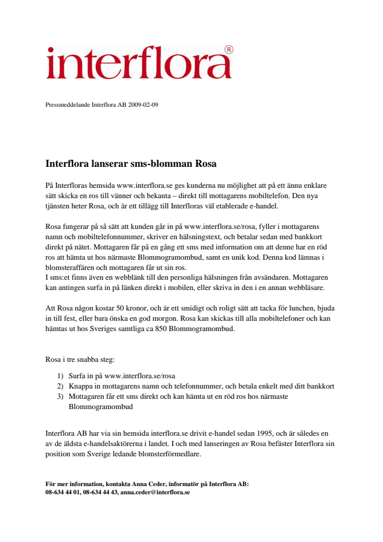 Interflora lanserar sms-blomman Rosa