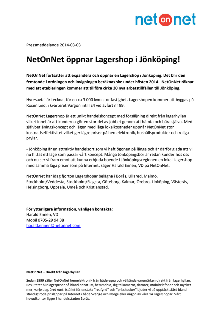 NetOnNet öppnar Lagershop i Jönköping!