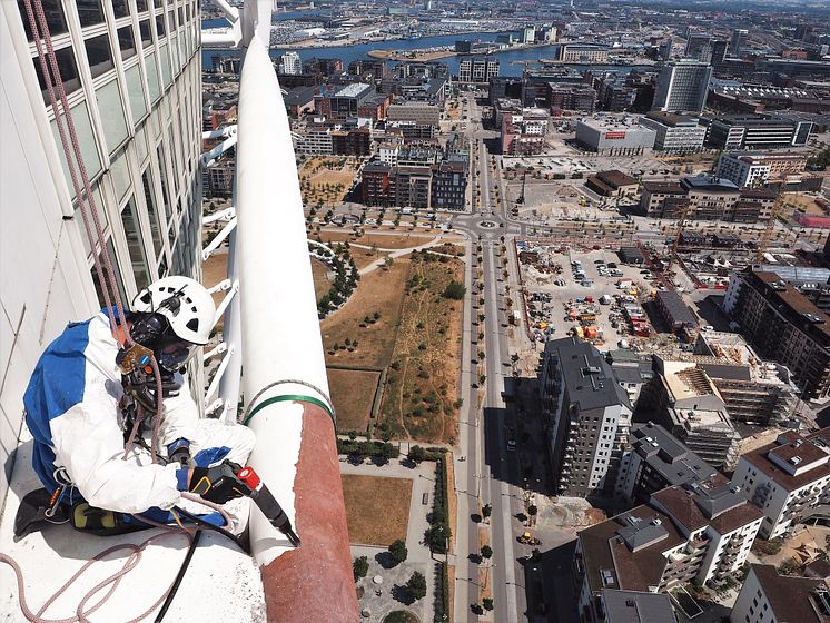 Fasadarbete på Turning Torso 