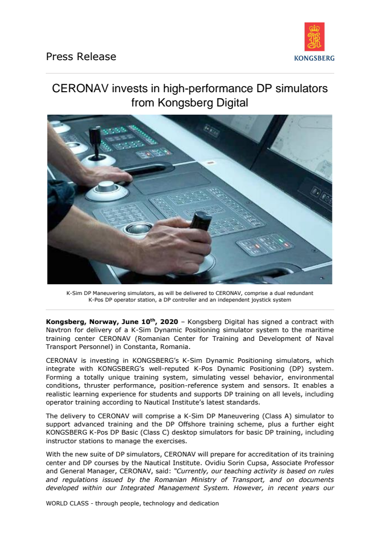 CERONAV invests in high-performance DP simulators from Kongsberg Digital