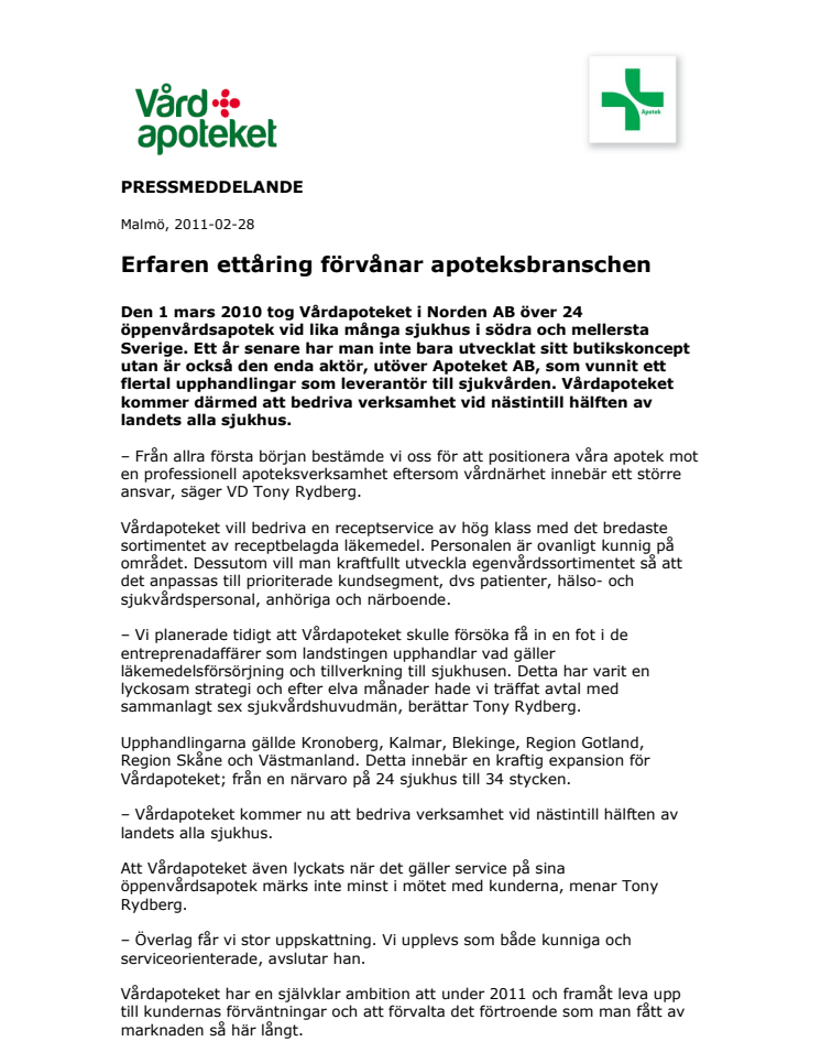 Erfaren ettåring förvånar apoteksbranschen