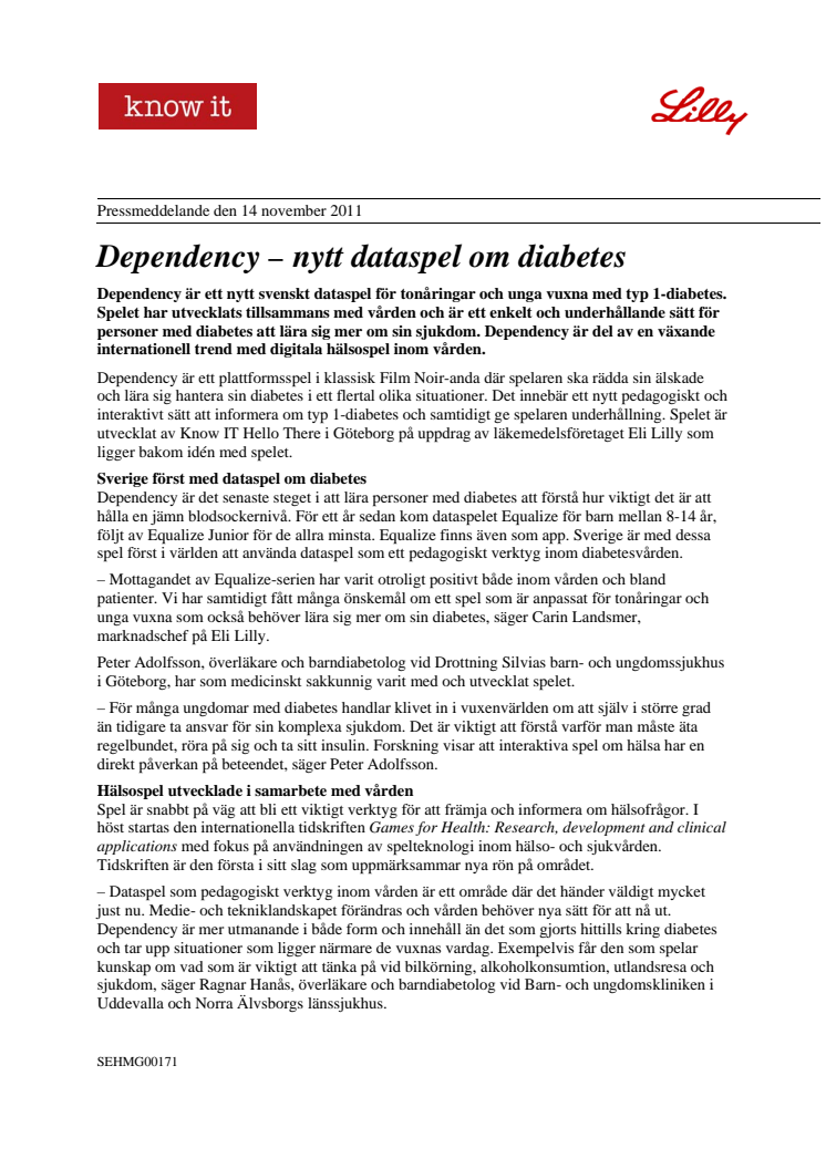Dependency – nytt dataspel om diabetes