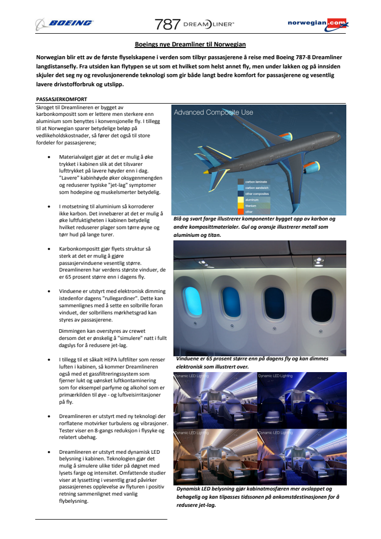 Boeings Dreamliner blir Norwegians långdistansflygplan