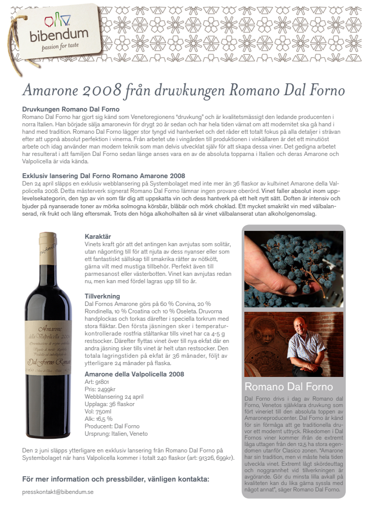 Amarone 2008 från druvkungen Romano Dal Forno