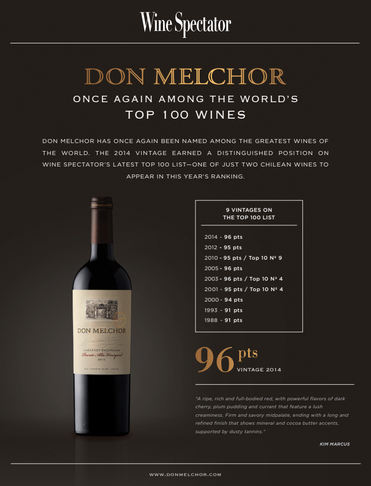 Don Melchor - nok en gang blant verdens topp 100 viner 