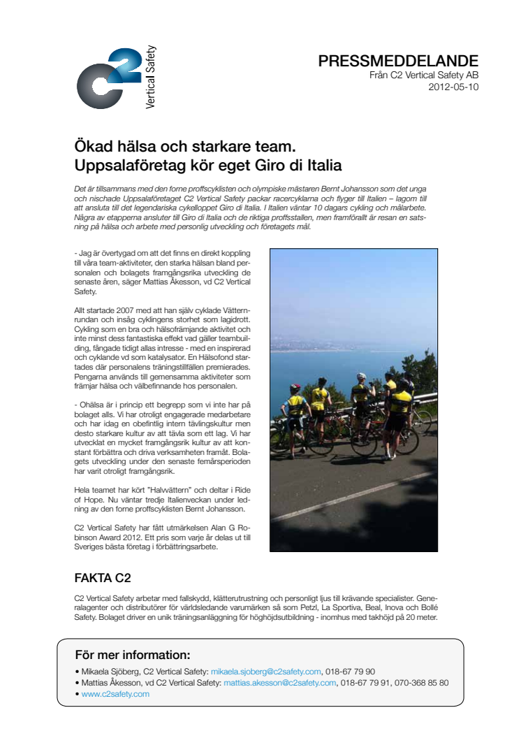  Ökad hälsa och starkare team. Uppsalaföretaget som kör eget Giro di Italia  