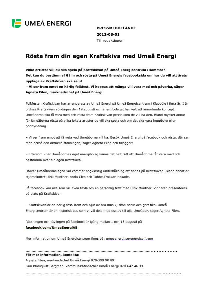 Rösta fram din egen Kraftskiva med Umeå Energi 