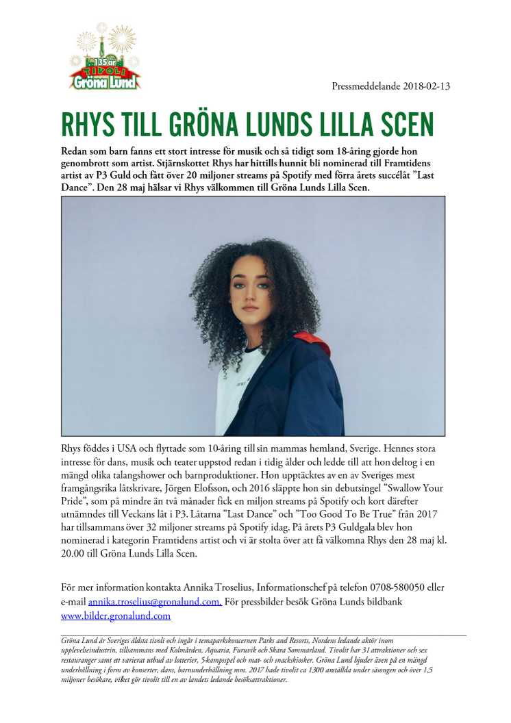 Rhys till Gröna Lunds Lilla Scen