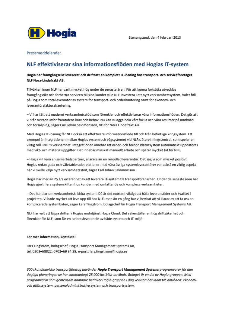 NLF effektiviserar sina informationsflöden med Hogias IT-system