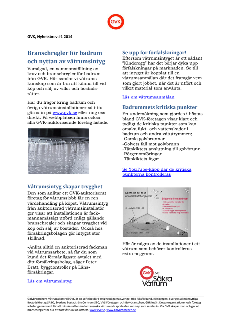Nyhetsbrev; Säkra badrum, branschregler och nyttan av ett våtrumsintyg