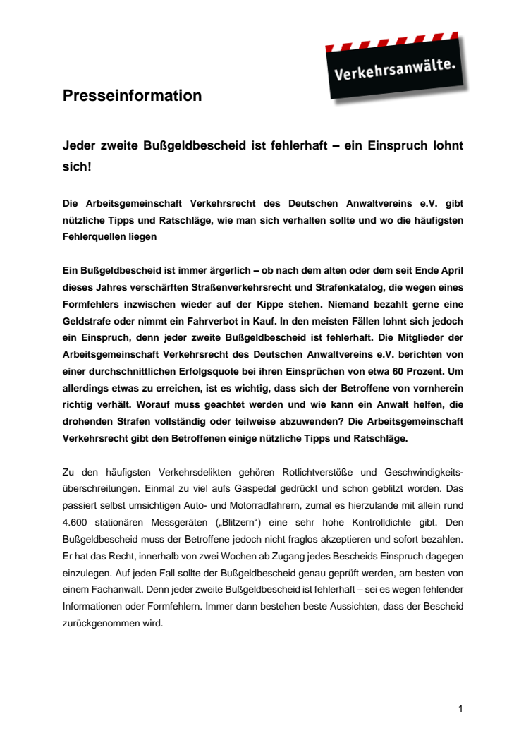 Jeder zweite Bußgeldbescheid ist fehlerhaft – ein Einspruch lohnt sich!