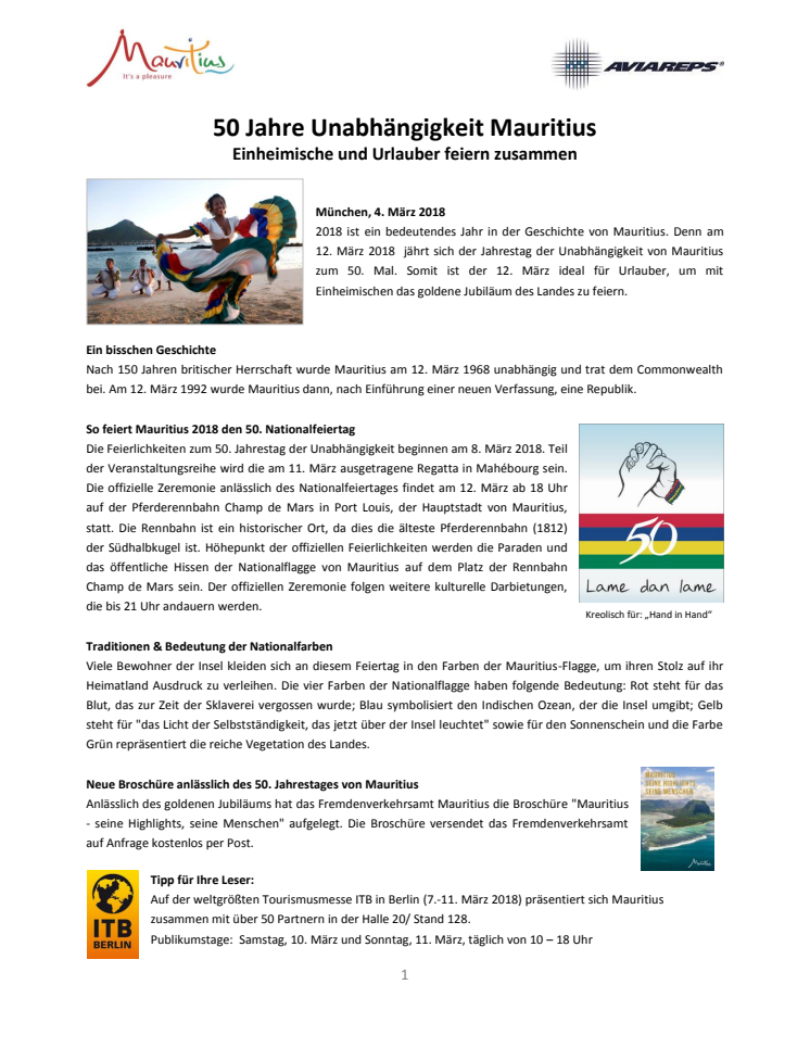 50 Jahre Unabhängigkeit Mauritius - Einheimische und Urlauber feiern zusammen