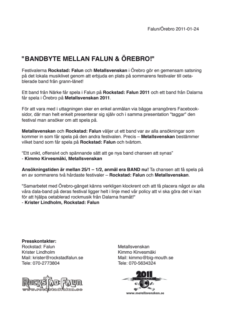 Bandbyte mellan Falun & Örebro