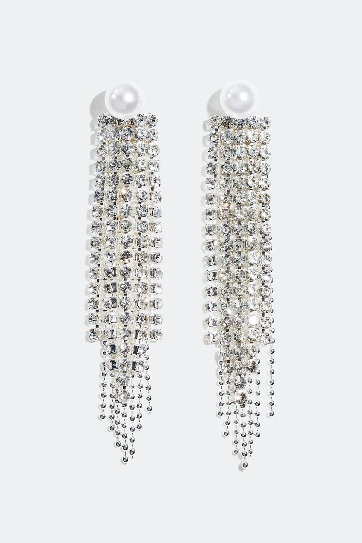 Earrings with Pearl and Rhinestones