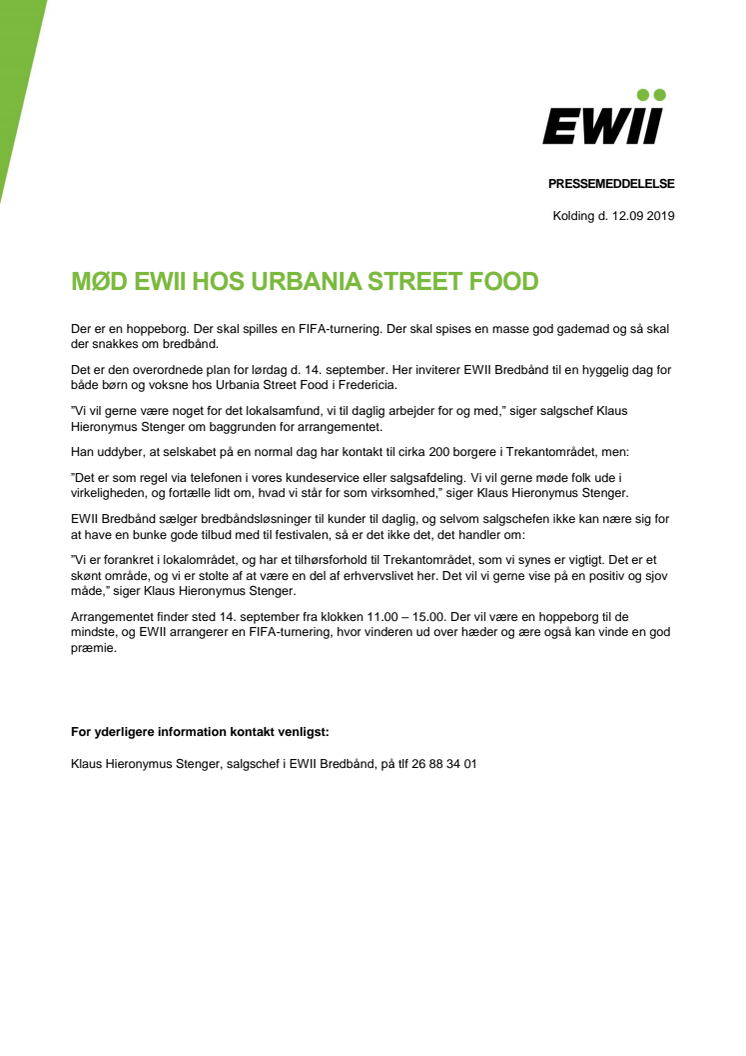 Mød EWII hos Urbania Street Food 