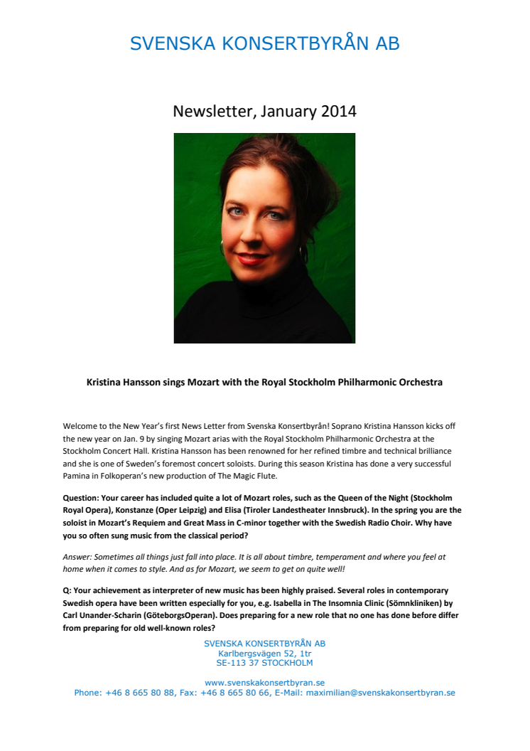 Newsletter, January 2014