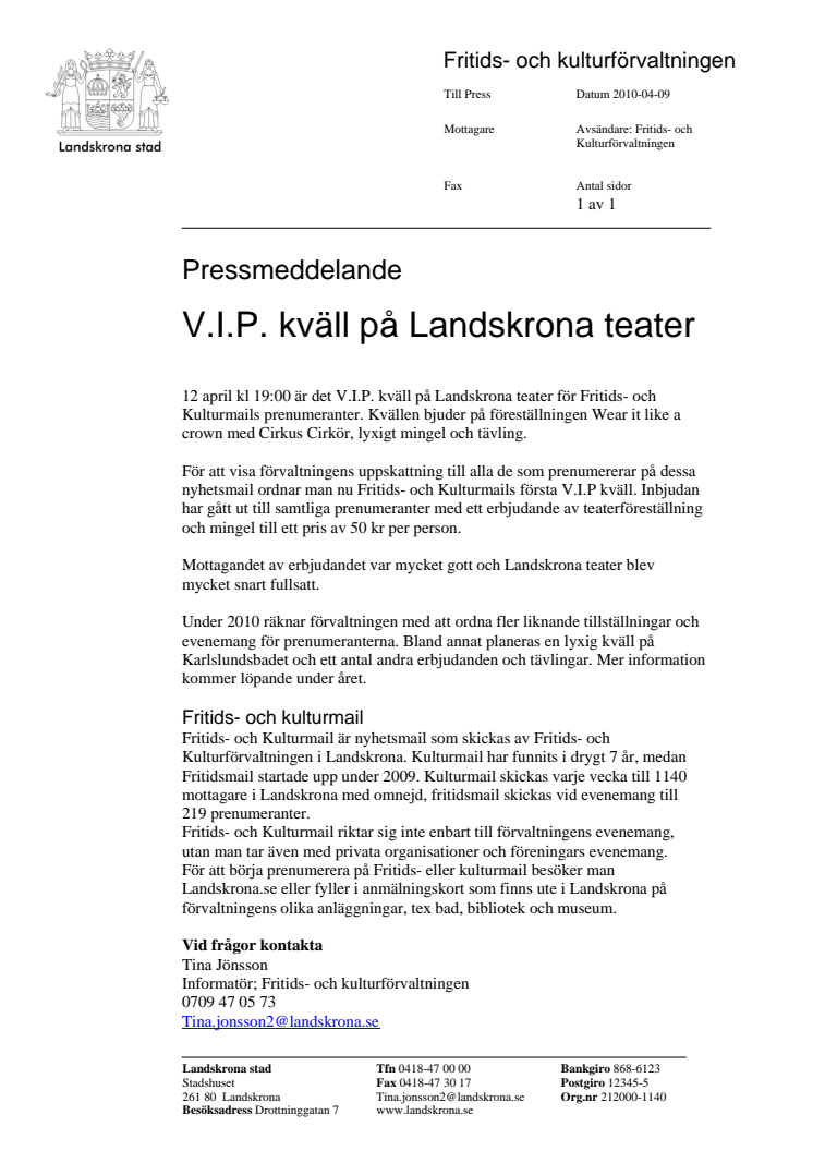 V.I.P. kväll på Landskrona teater