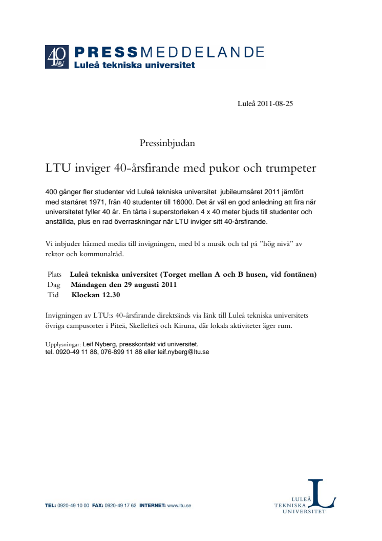 En förhandstitt på stor tårta till LTU:s 40 årsfirande