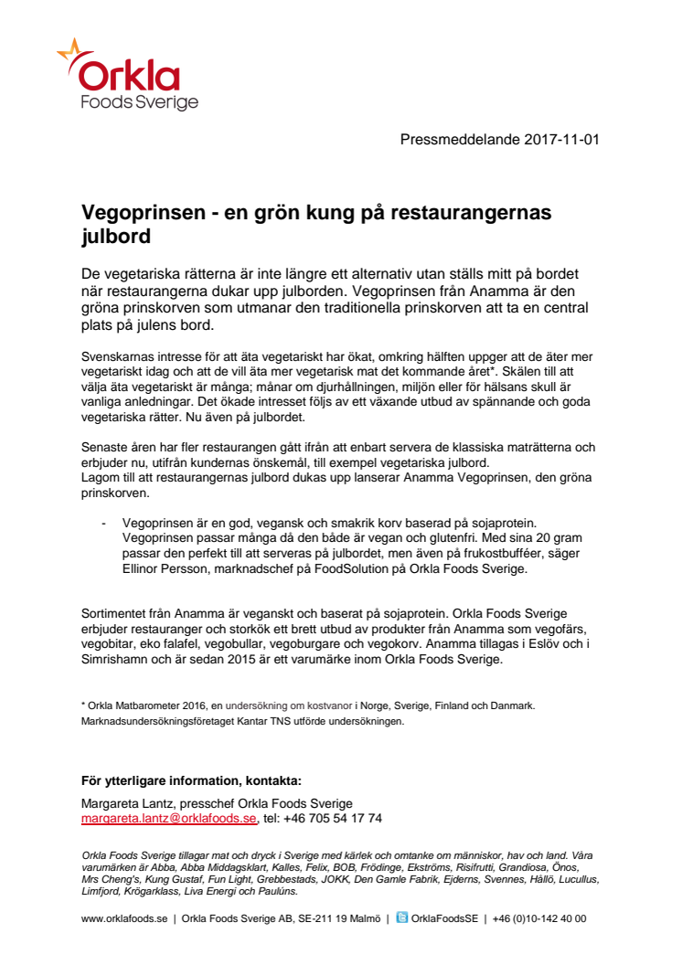 Vegoprinsen - en grön kung på restaurangernas julbord 