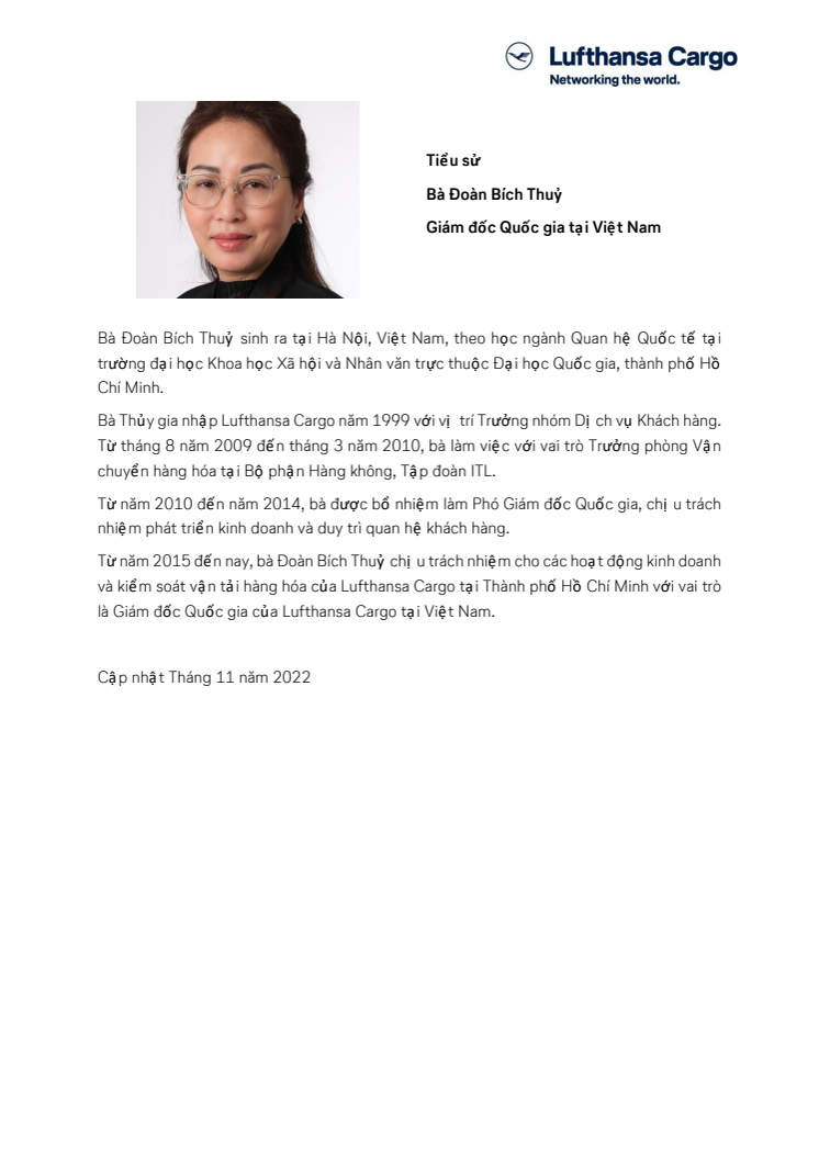 Biography Bich Thuy Doan Lufthansa Cargo AG, vietnamese