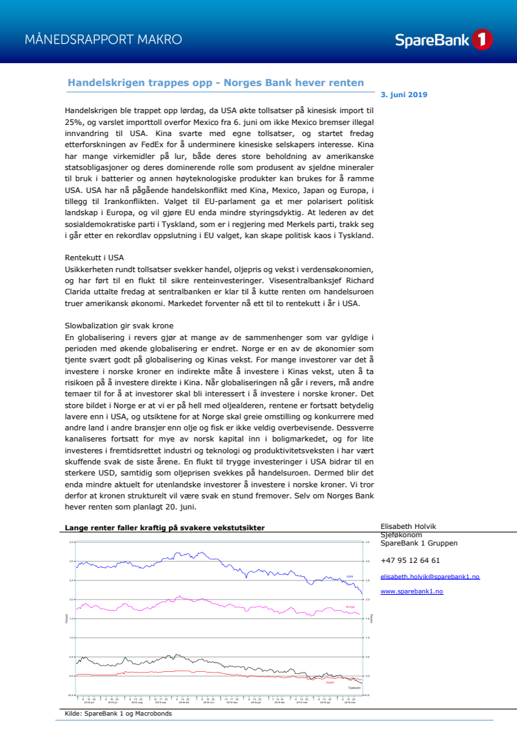 Makrorapport juni 2019: Handelskrigen trappes opp - Norges Bank hever renten