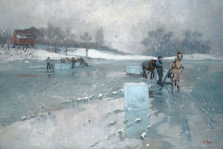 Frits Thaulow, Iskjøring (1884). Lillehammer Kunstmuseum