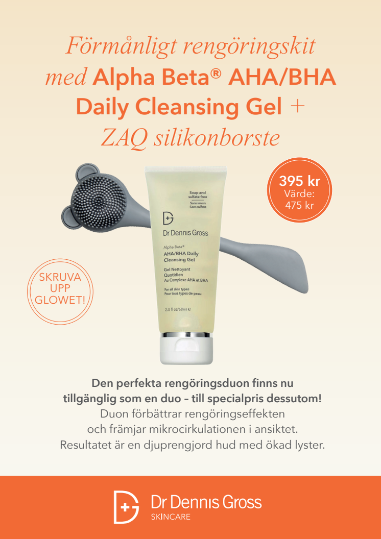 Förmånligt rengöringskit med Alpha Beta® AHA/BHA Daily Cleansing Gel + ZAQ silikonborste