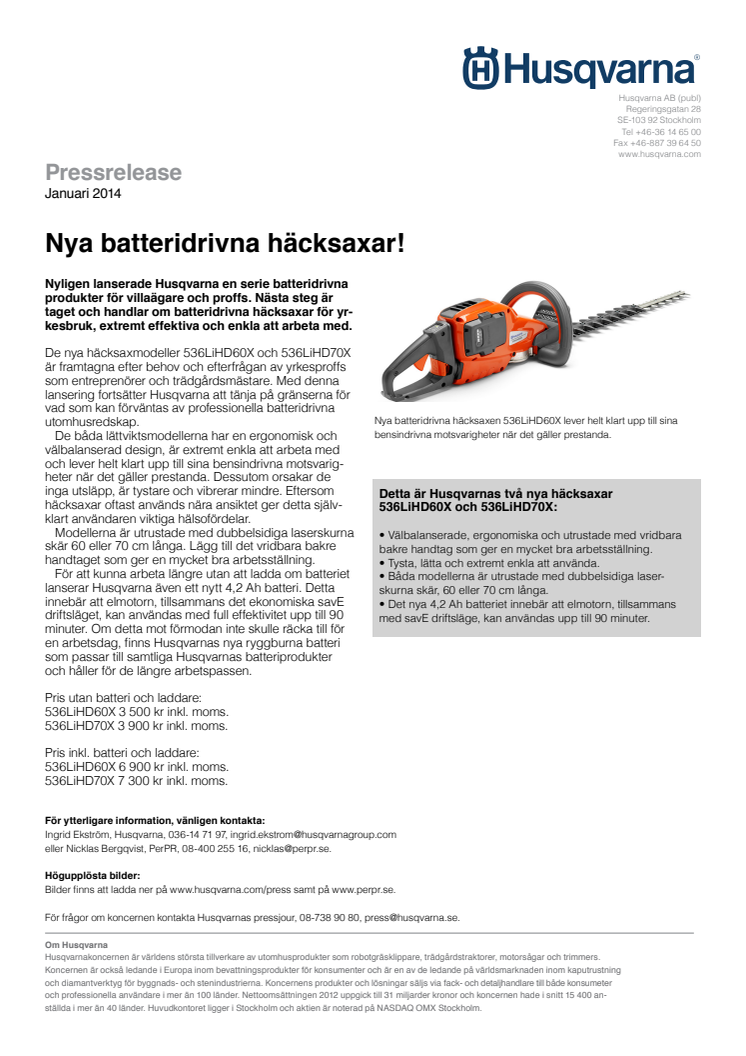 Nya batteridrivna häcksaxar!