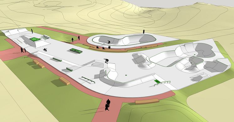 Leksands Skatepark, vy från nordöst