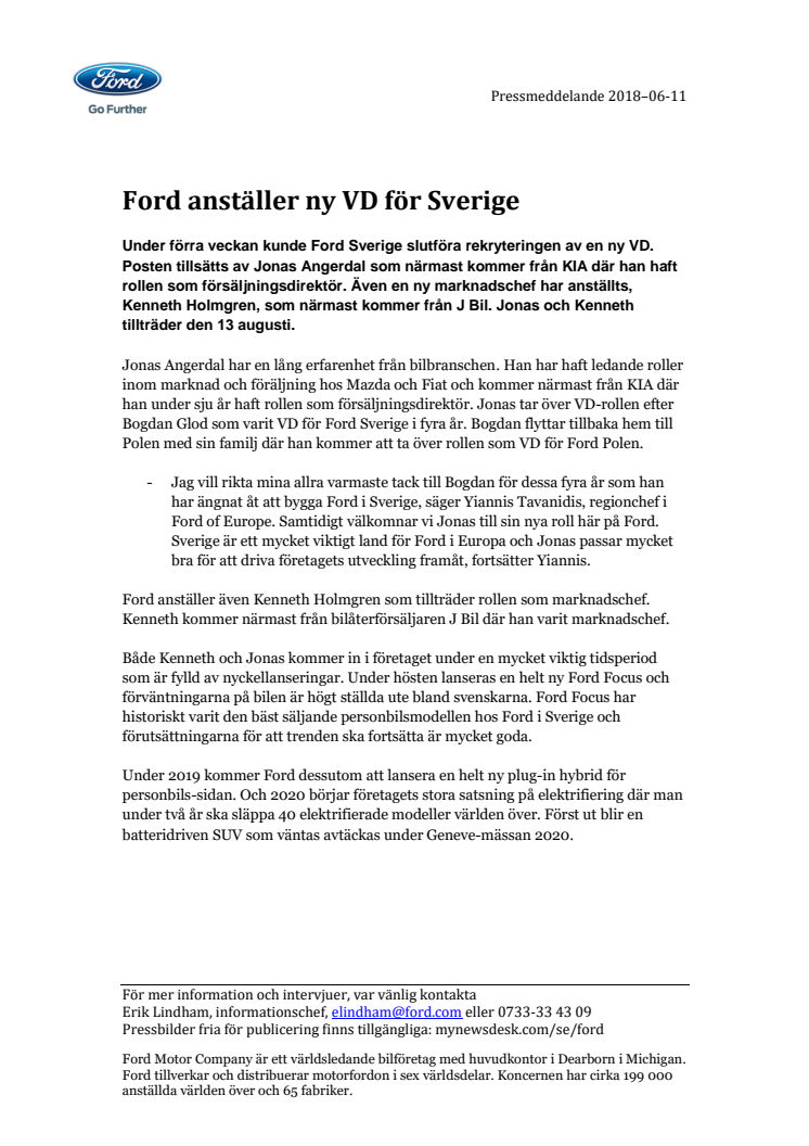 Ford anställer ny VD för Sverige